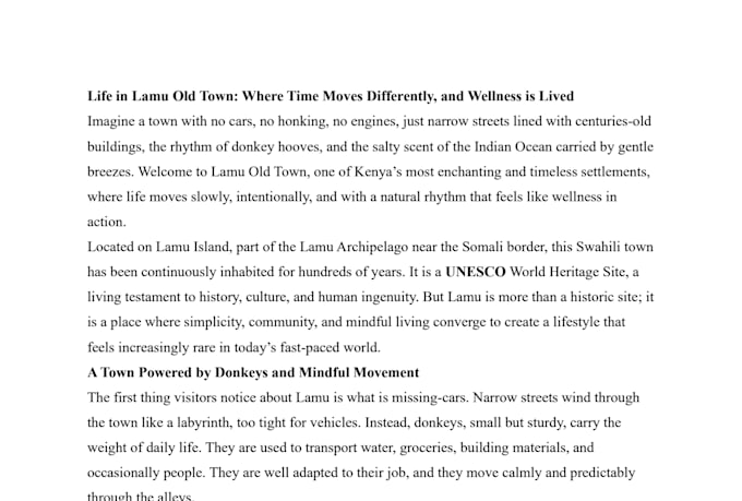 write an african travel and wellness article